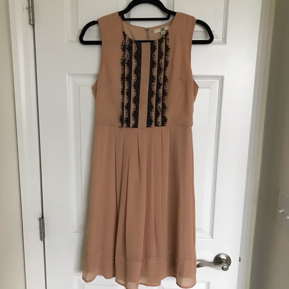Blush with Black Lace Dress